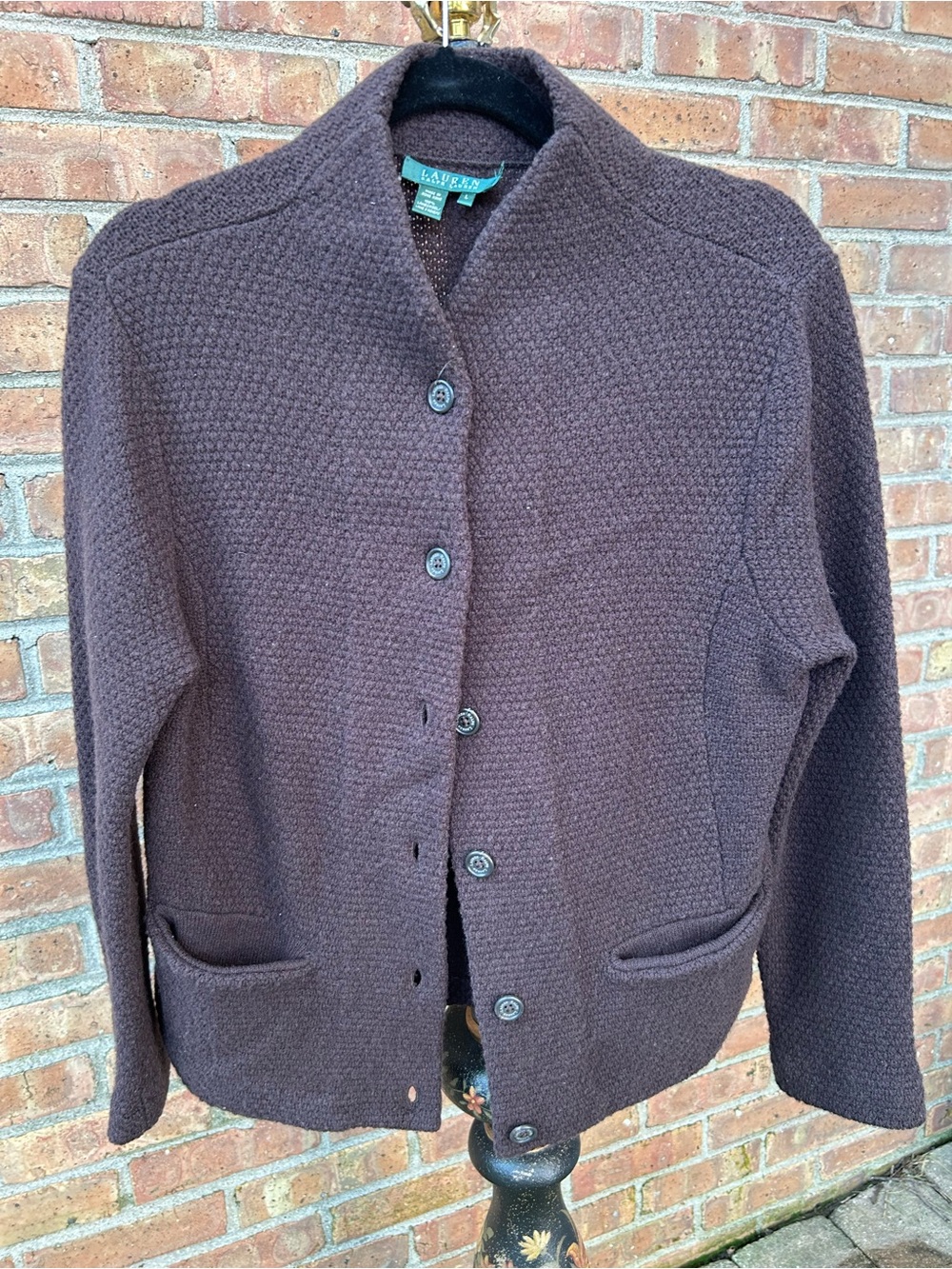 Ralph Lauren Dark Brown Textured Button-Front Jacket